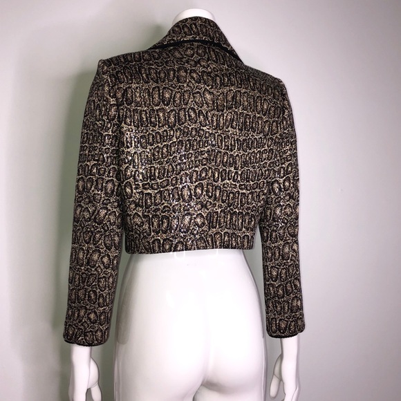 St. John Evening Animal Print Knit Crop Blazer - Picture 4 of 11